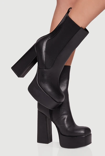 Womens Ultra High Heel Platform Chelsea Boots, Black, Size 8