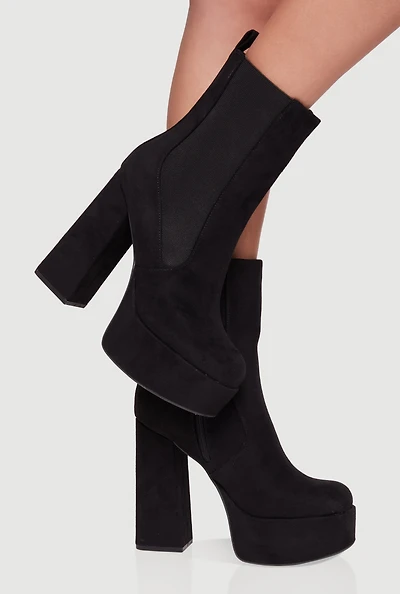 Womens Ultra High Heel Platform Chelsea Boots, Black,