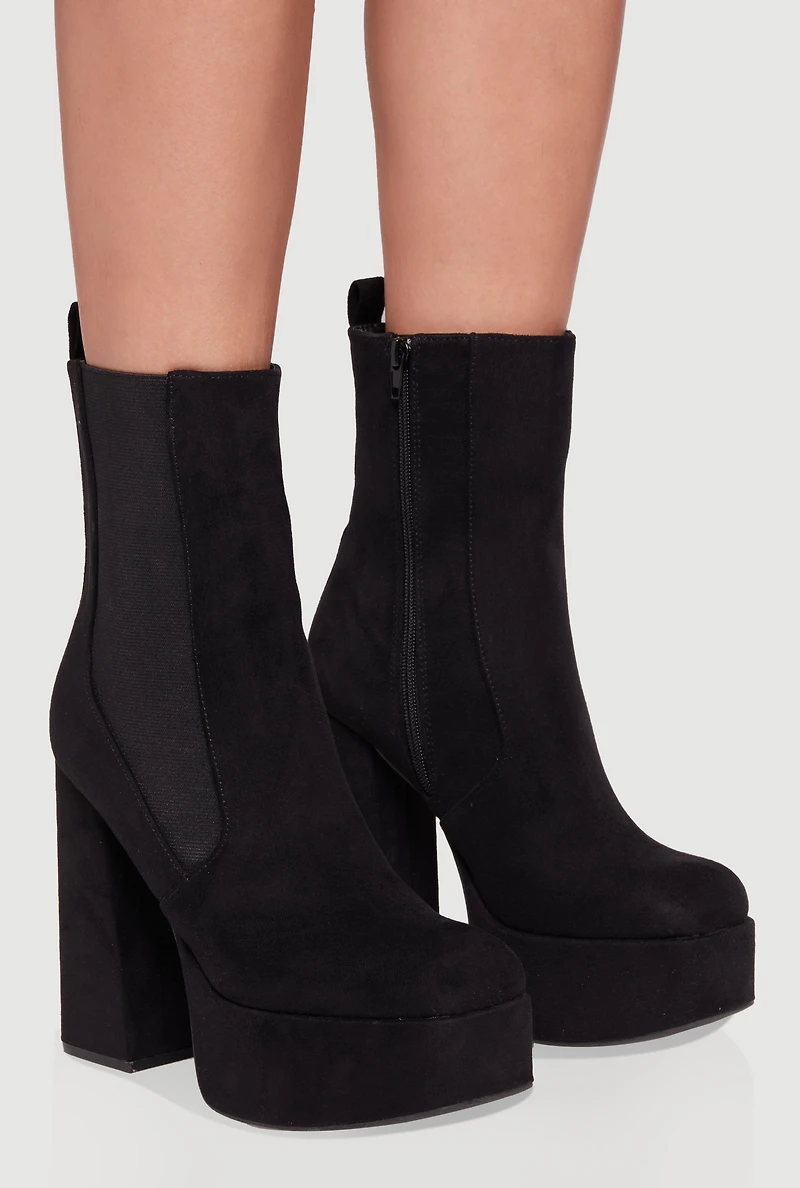 Womens Ultra High Heel Platform Chelsea Boots, Black,