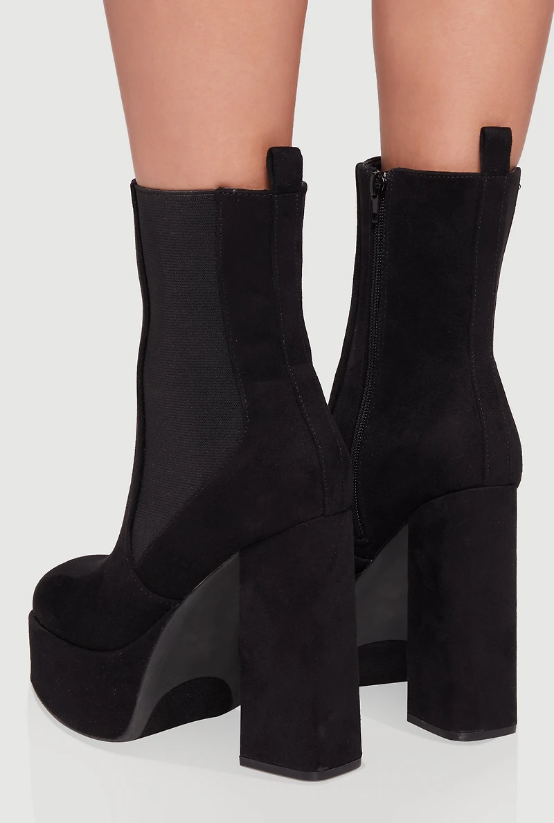Womens Ultra High Heel Platform Chelsea Boots, Black,