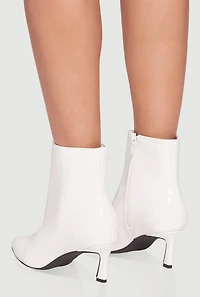 Womens Pointy Toe Mid Heel Booties, White, Size 5.5