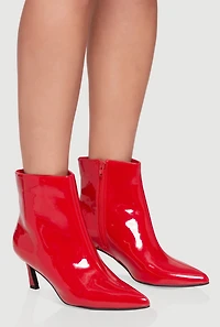 Womens Pointy Toe Mid Heel Booties, Red,
