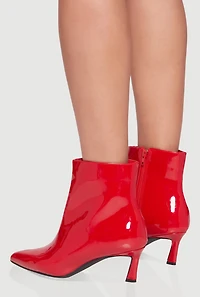 Womens Pointy Toe Mid Heel Booties, Red,