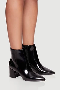 Womens Pointed Toe Block Heel Booties,