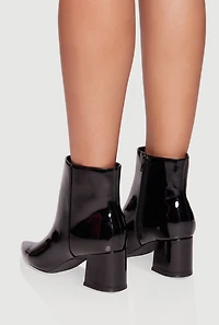 Womens Pointed Toe Block Heel Booties,