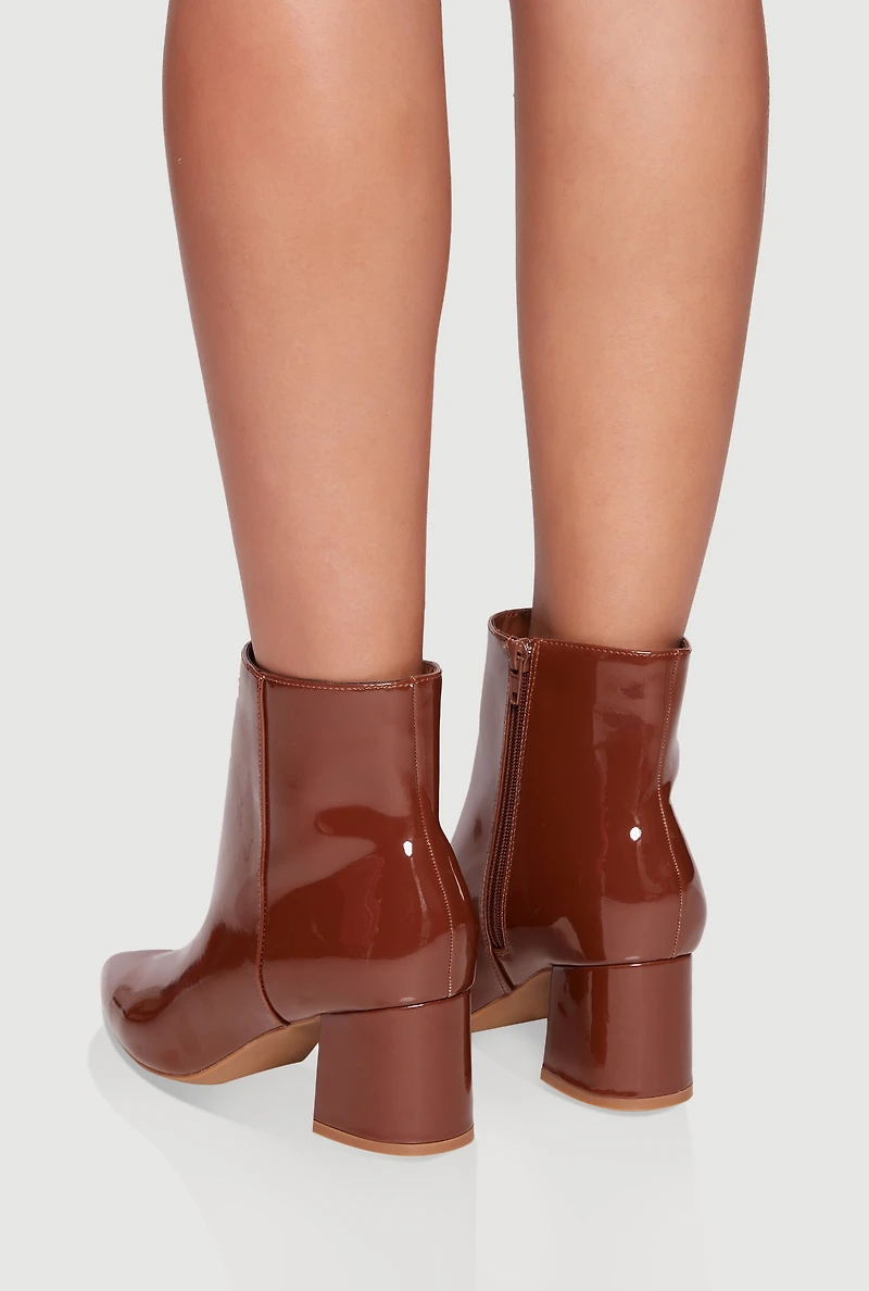 Womens Pointed Toe Block Heel Booties,