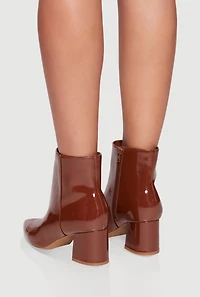 Womens Pointed Toe Block Heel Booties,