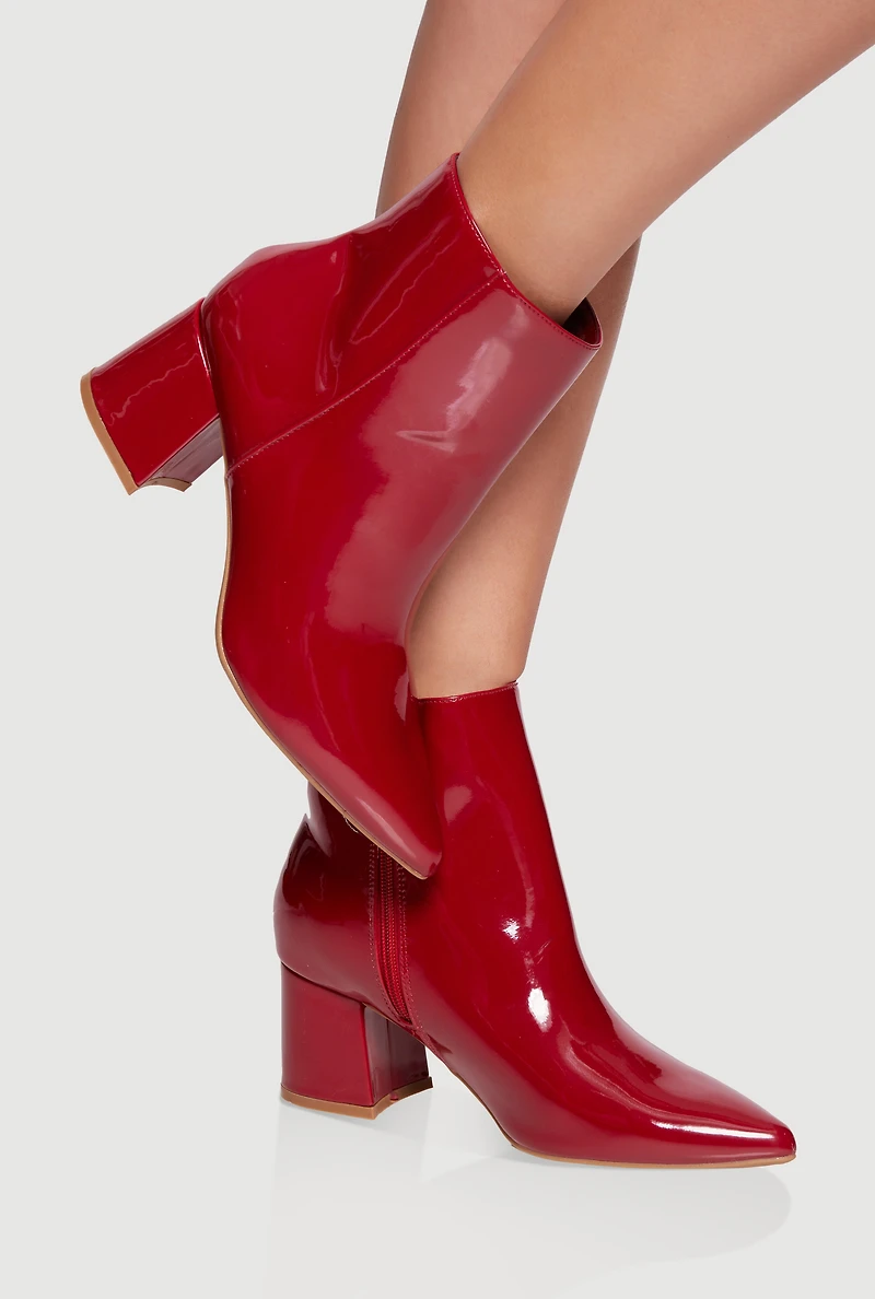 Pointed Toe Block Heel Booties