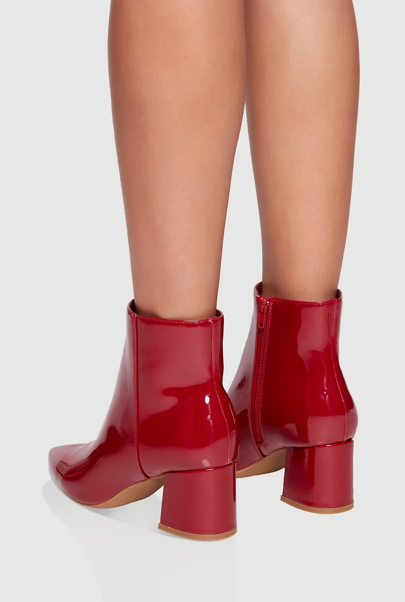 Pointed Toe Block Heel Booties