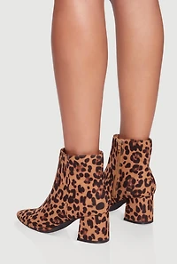Womens Pointed Toe Block Heel Booties,