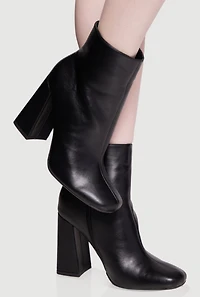 Trendy Block Heel Almond Toe Booties