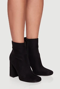 Womens Trendy Block Heel Almond Toe Booties, Black,