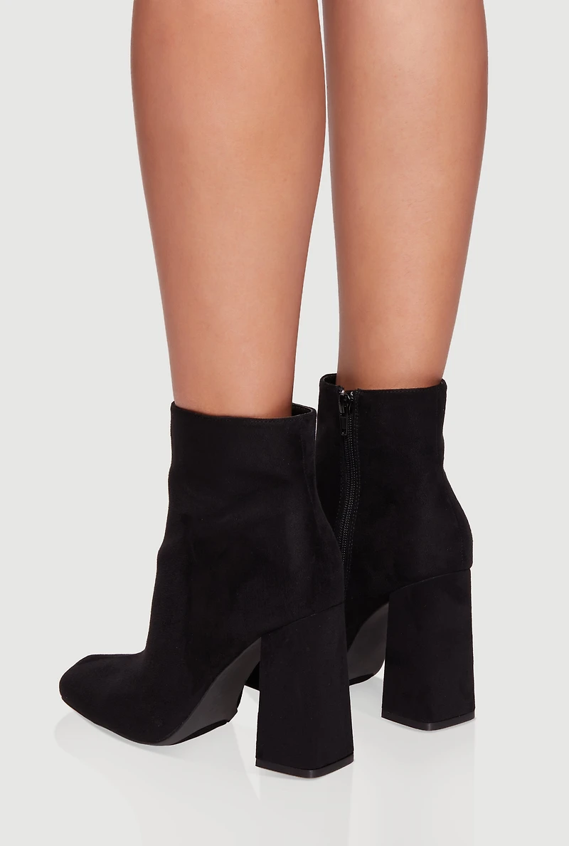 Womens Trendy Block Heel Almond Toe Booties,