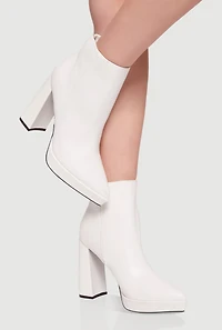 Side Zip Pointy Toe Block Heel Booties