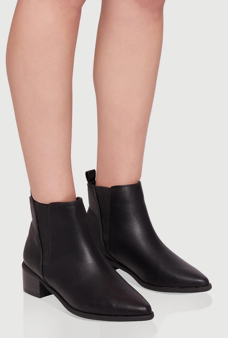 Womens Trendy Pointy Toe Block Heel Chelsea Boots,