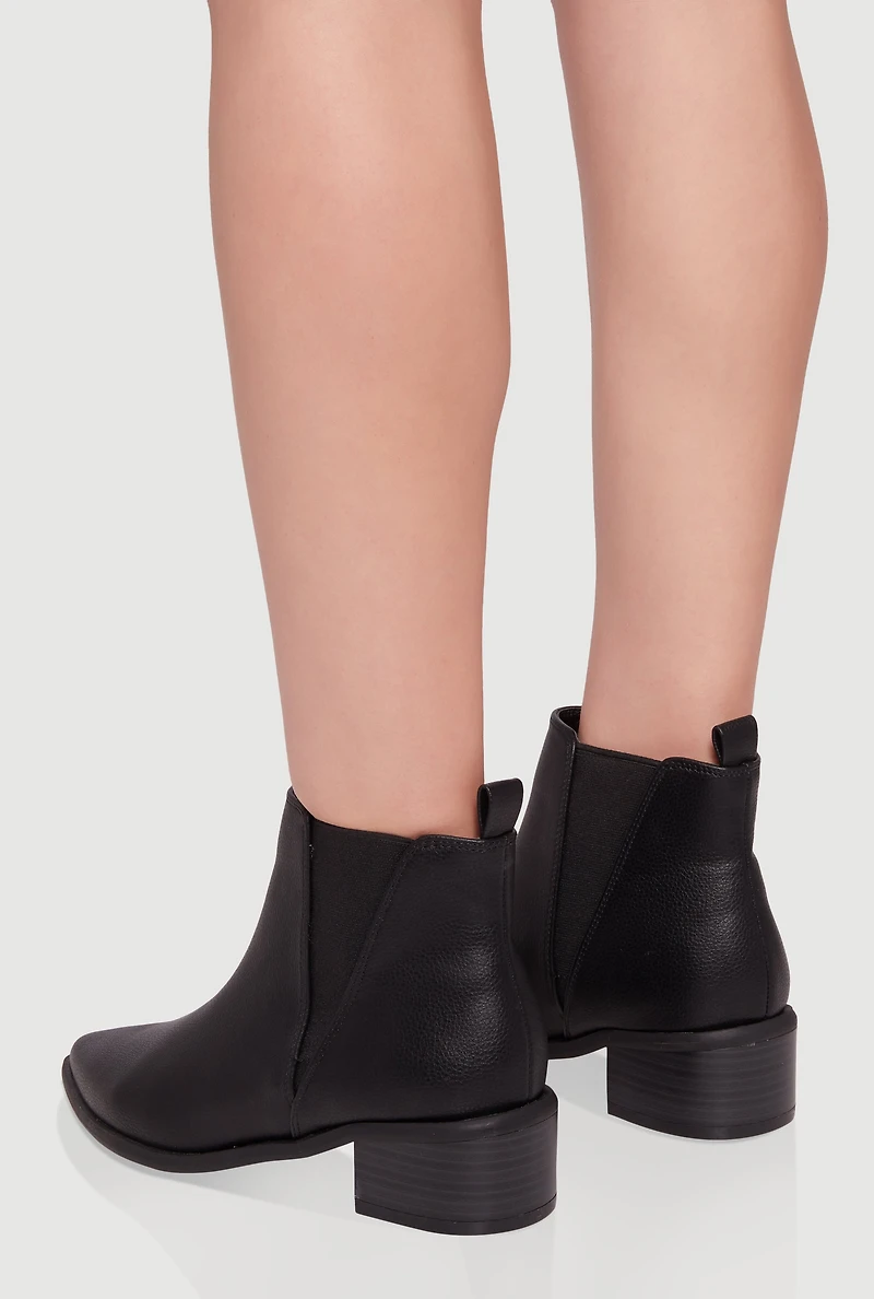 Trendy Pointy Toe Block Heel Chelsea Boots