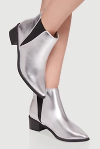 Trendy Pointy Toe Block Heel Chelsea Boots