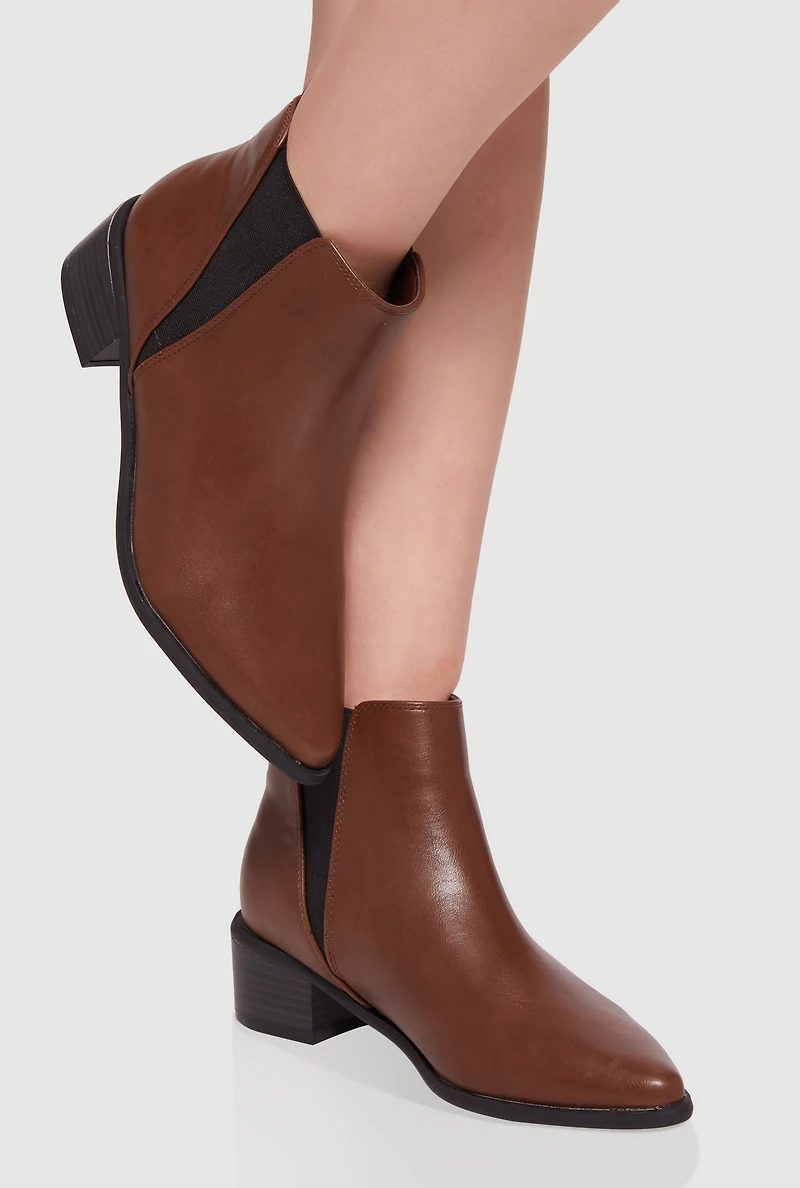 Trendy Pointy Toe Block Heel Chelsea Boots