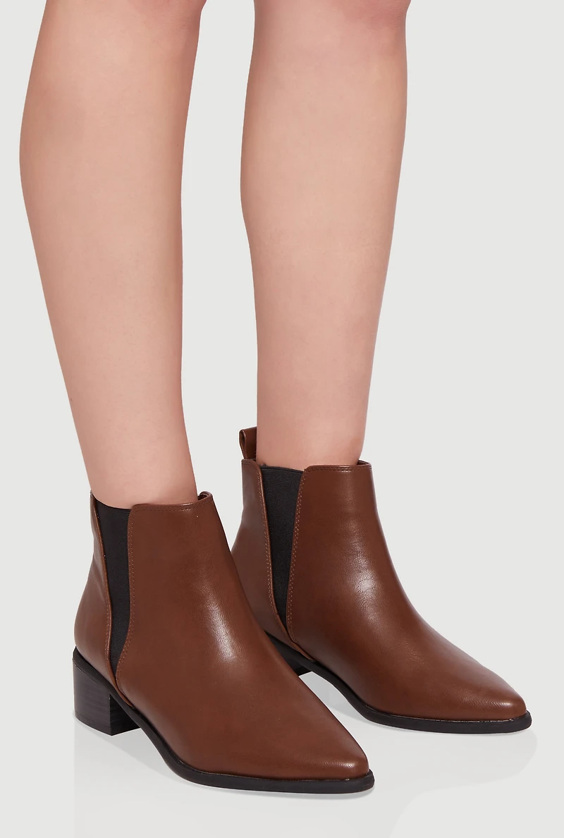 Womens Trendy Pointy Toe Block Heel Chelsea Boots,