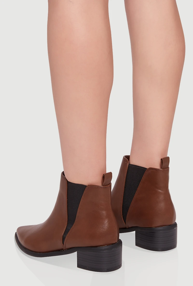 Womens Trendy Pointy Toe Block Heel Chelsea Boots,