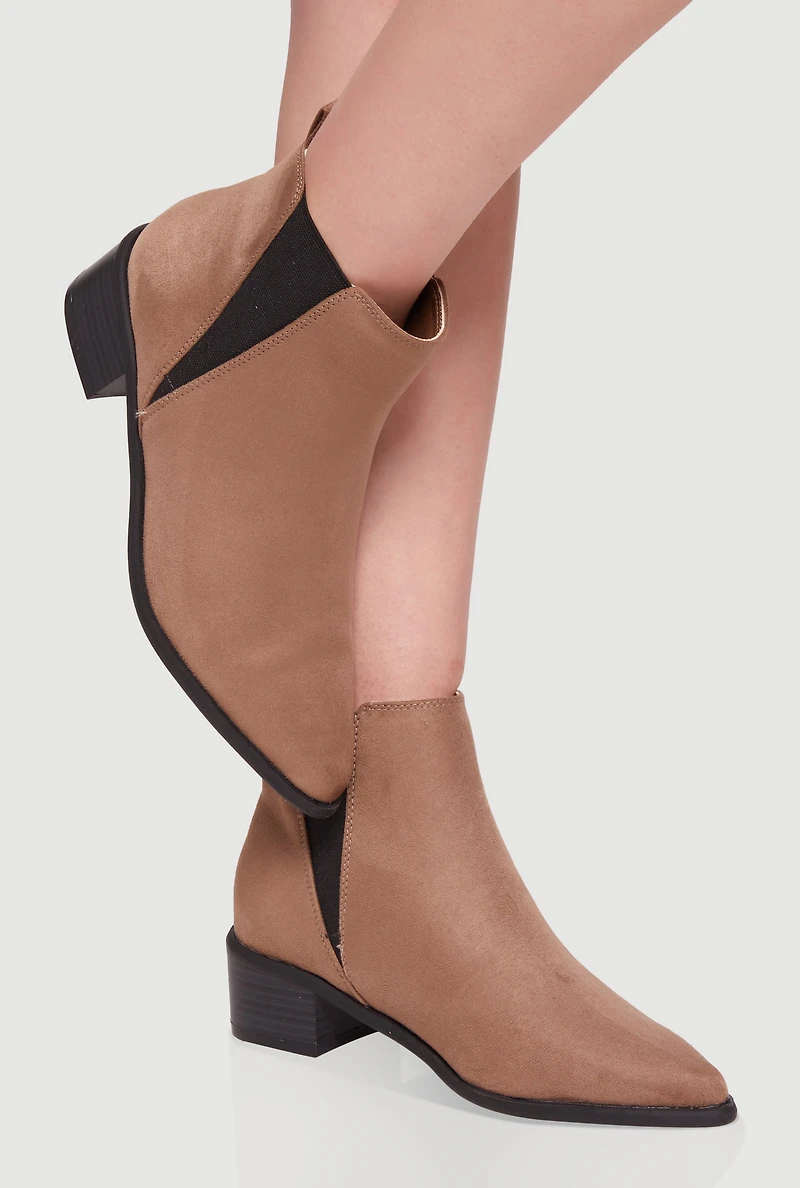 Trendy Pointy Toe Block Heel Chelsea Boots