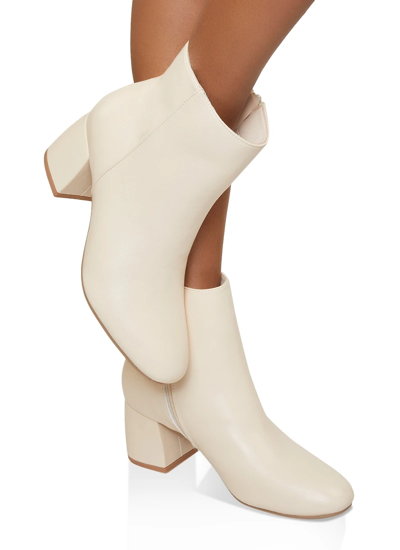 Round Toe Block Heel Booties