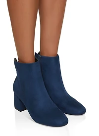 Womens Round Toe Block Heel Booties, Blue, Size 10
