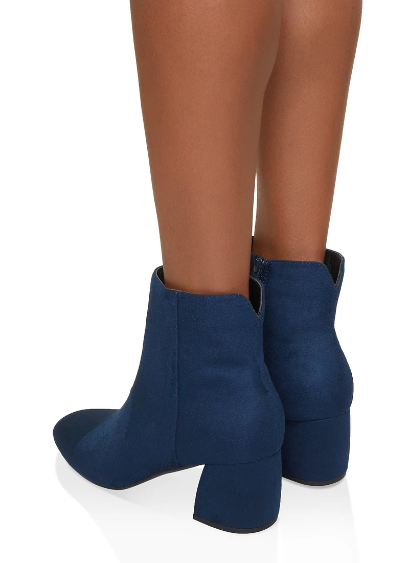 Womens Round Toe Block Heel Booties, Blue, Size 10