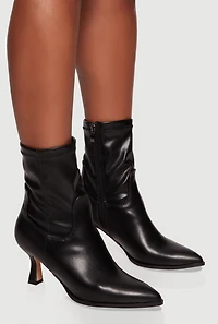 Womens Pointed Toe Side Zip Spool Heel Ankle Booties,