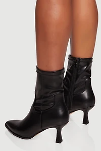 Womens Pointed Toe Side Zip Spool Heel Ankle Booties, Black,
