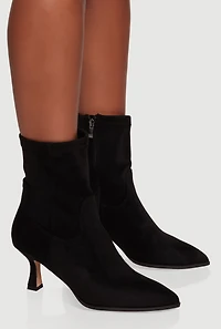 Womens Pointed Toe Side Zip Spool Heel Ankle Booties,