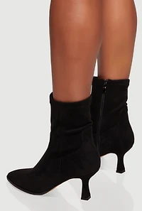 Womens Pointed Toe Side Zip Spool Heel Ankle Booties, Black,