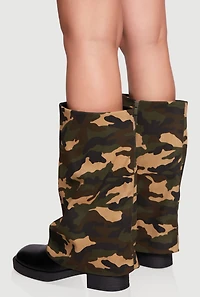 Mid Calf Block Heel Fold Over Boots