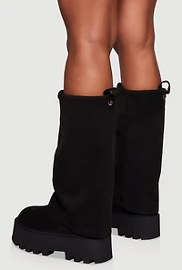 Faux Suede Lug Sole Platform Slouch Boots