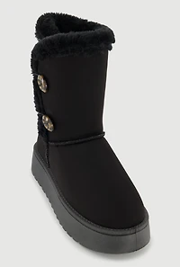 Faux Suede Button Loop Platform Boots