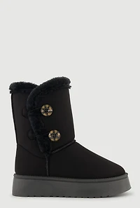 Faux Suede Button Loop Platform Boots