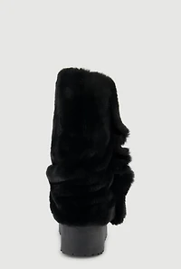 Womens Faux Fur Mid Calf Platform Slouch Boots,