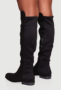 Elastic Back Almond Toe Knee High Boots