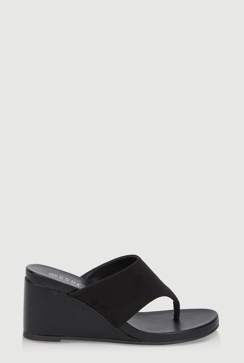 Open Toe Wedge Thong Sandals