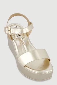 Faux Leather Open Toe Wedges