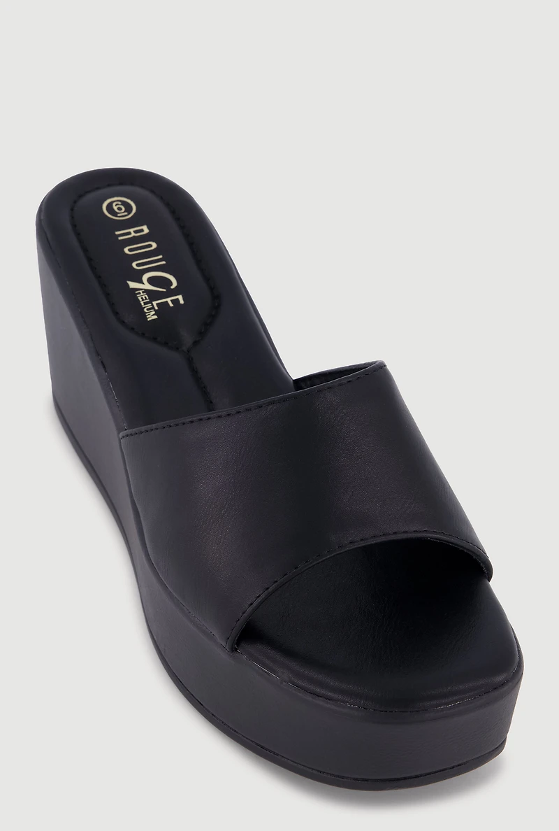 Open Toe Platform Wedge Slide Sandals