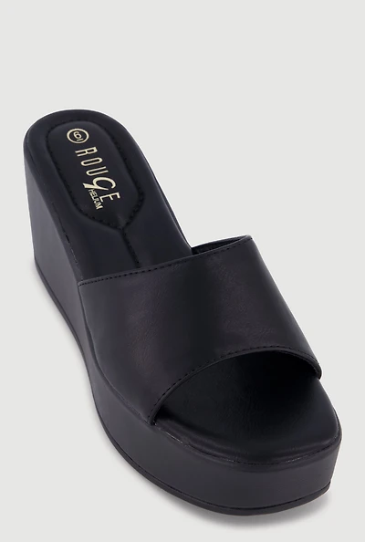 Open Toe Platform Wedge Slide Sandals