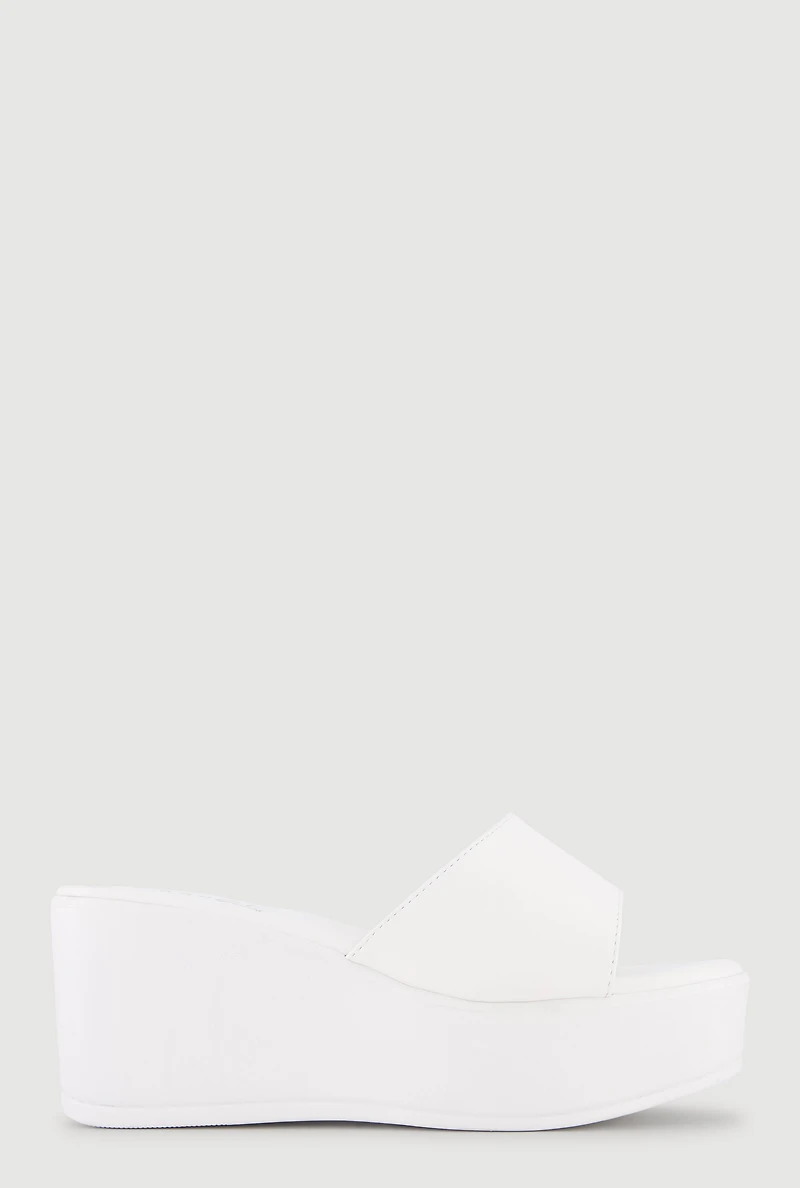 Open Toe Platform Wedge Slide Sandals
