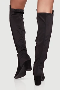 Womens Over The Knee Almond Toe Block Heel Boots,