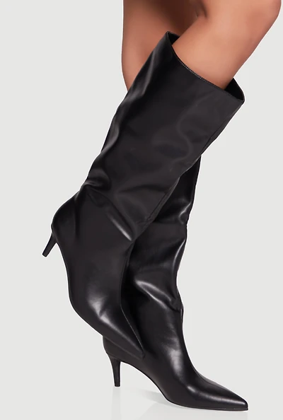 Womens Trendy Pointed Toe Stiletto Slouch Boots,