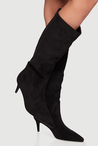 Womens Trendy Pointed Toe Stiletto Slouch Boots,