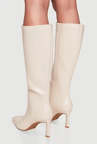 Womens Pointy Toe Side Zip High Heel Boots,