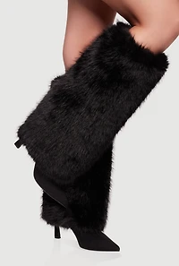 Womens Faux Fur Stiletto Knee High Boots,