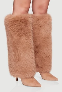 Womens Faux Fur Stiletto Knee High Boots,