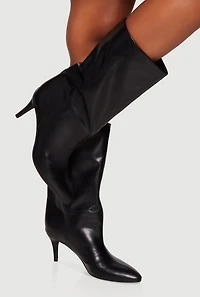 Pointy Toe Mid Calf Stiletto Boots